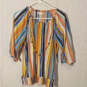New York Laundry Vibrant Striped Tunic Women’s Medium Etherael Bold Confident